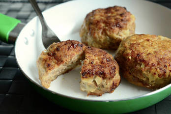Chicken burger patties or meatballs