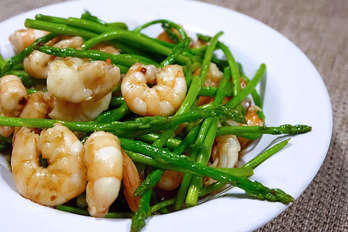 Sauteed asparagus & shrimps