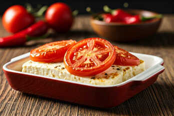 Baked spicy feta / Bouyiourdi