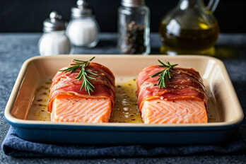 Prosciutto wrapped salmon