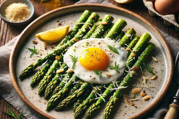 Asparagus with soft egg