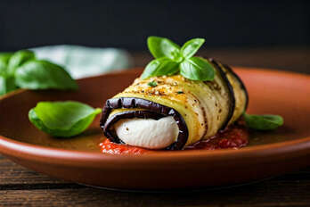 Eggplant rolls with fresh mozzarella