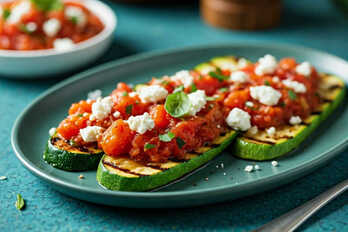 Zucchini with tomato sauce & feta cheese