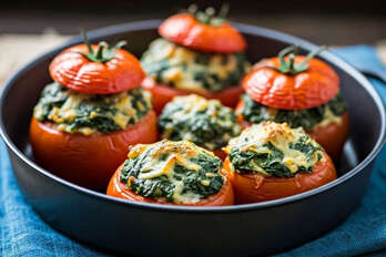 Spinach & artichoke stuffed tomatoes