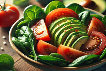 Spinach, tomatoes & avocado salad