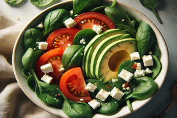 Avocado, spinach, tomatoes & feta salad